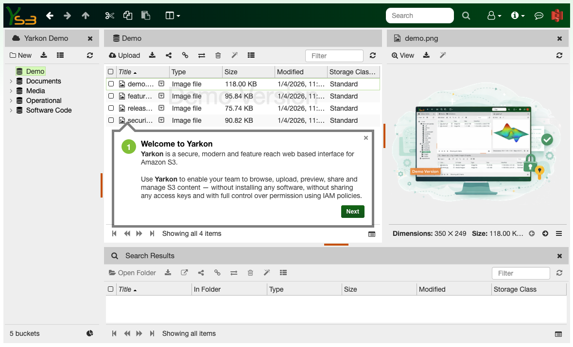Yarkon - File Explorer for S3